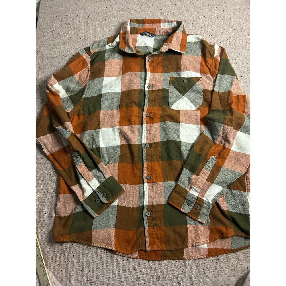 Alpine Design Flannel Shirt XL Orange Plaid Fall Outdoor Hiking Cabin